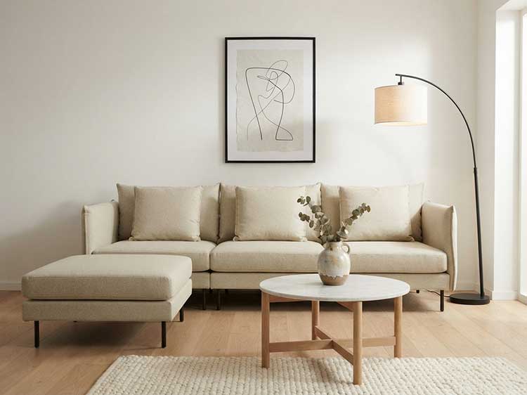 3P Sofa with Ottoman (Fabric) (Used)